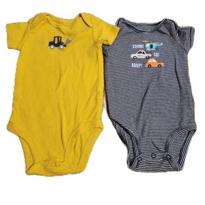 💓3/$10 Set of 2 Carter's Baby Boy's Short Sleeve Bodysuits Size 6 Months